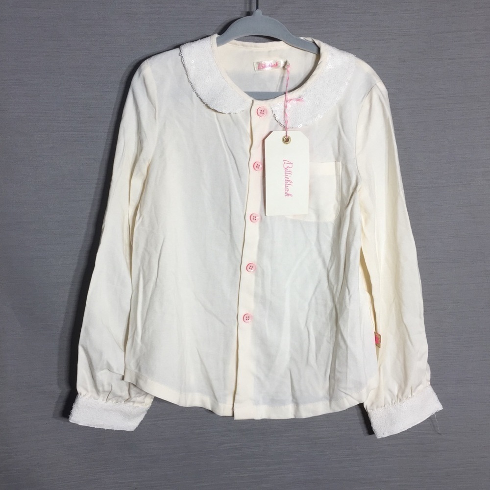 Billiblush Girls‎ NWT sequin collar cream blouse